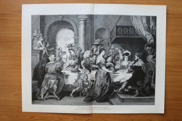 Wood Engraving Meal of Herodes 1887 after Painting by Peter Paul Rubens Art Artist